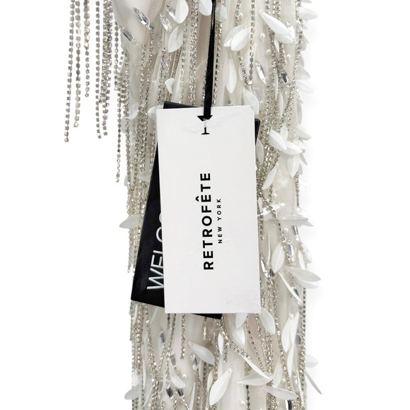 NWT Retrofête Haven Embellished Mini Dress in White $998 - Size Small - Picture 14 of 16